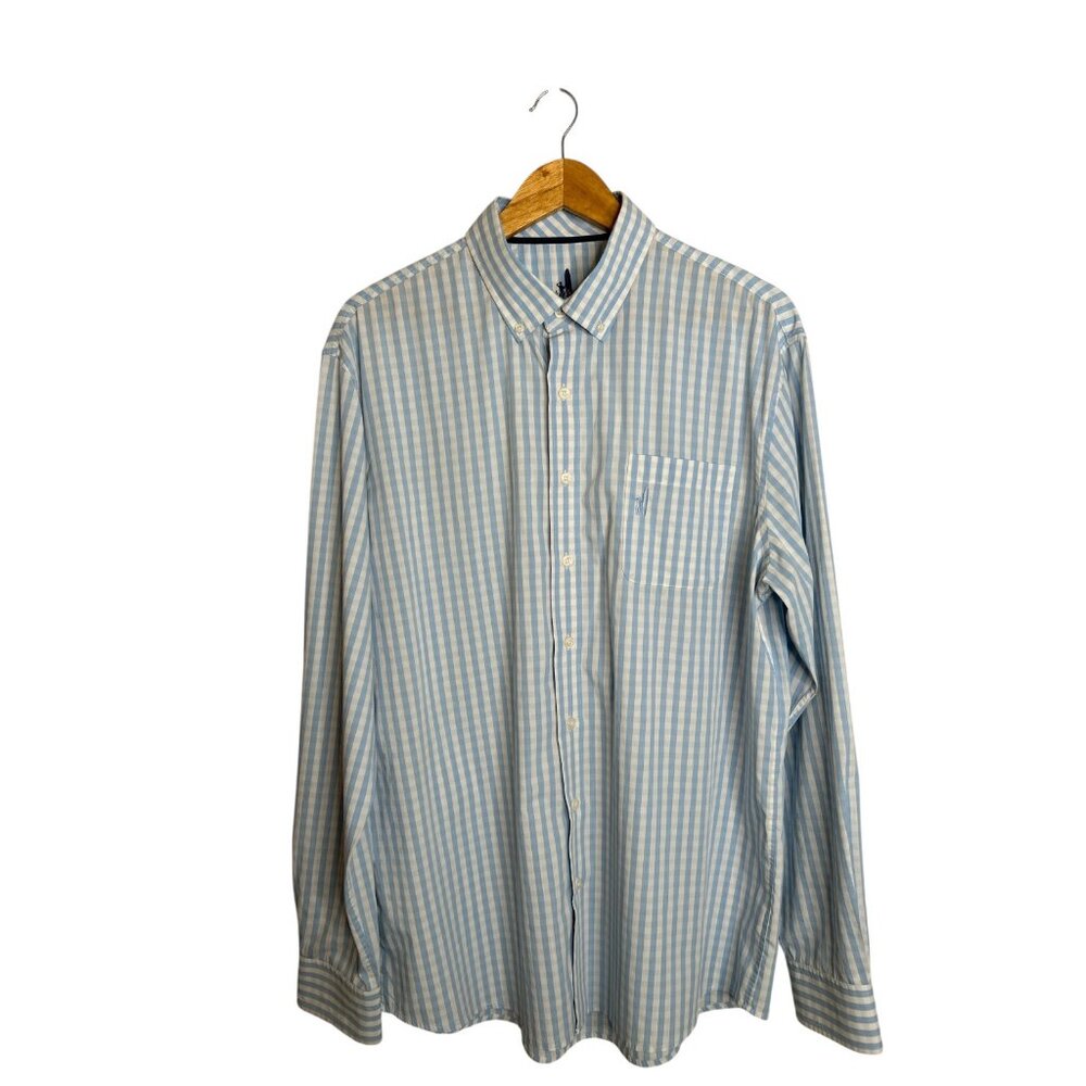 Johnnie-O Prep-Performance Button Down Gingham w/Logo Blue & White L